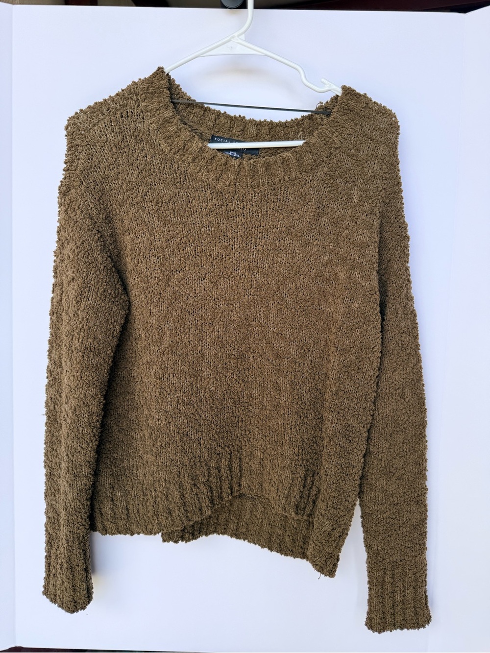 Women's Brown/Green Textured Crewneck Sweater